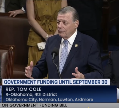 U.S. Rep. Tom Cole addresses the House of Representatives during debate on HR-1968. The bill allocates funding for the federal government until Sept. 30, 2025. Cole said on the floor, “It’s pretty short, it’s 99 pages. Read it.”